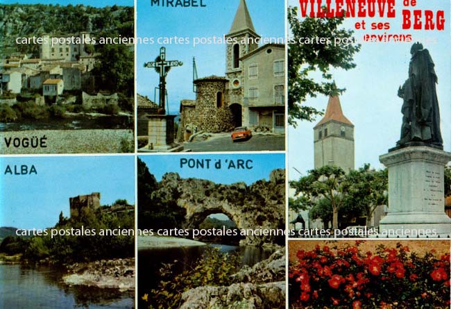 Cartes postales anciennes > CARTES POSTALES > carte postale ancienne > cartes-postales-ancienne.com Auvergne rhone alpes Ardeche Villeneuve De Berg