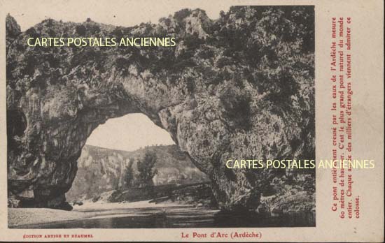 Cartes postales anciennes > CARTES POSTALES > carte postale ancienne > cartes-postales-ancienne.com Ardeche  Vallon Pont d'Arc