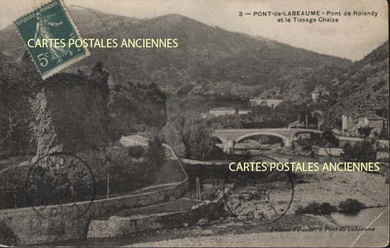 Cartes postales anciennes > CARTES POSTALES > carte postale ancienne > cartes-postales-ancienne.com Auvergne rhone alpes Ardeche Pont De Labeaume