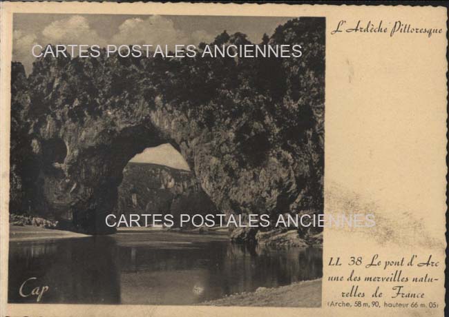 Cartes postales anciennes > CARTES POSTALES > carte postale ancienne > cartes-postales-ancienne.com Auvergne rhone alpes Ardeche Vallon Pont d'Arc