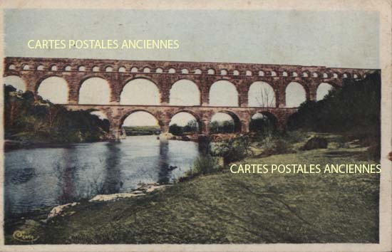 Cartes postales anciennes > CARTES POSTALES > carte postale ancienne > cartes-postales-ancienne.com Occitanie Gard Vers Pont Du Gard