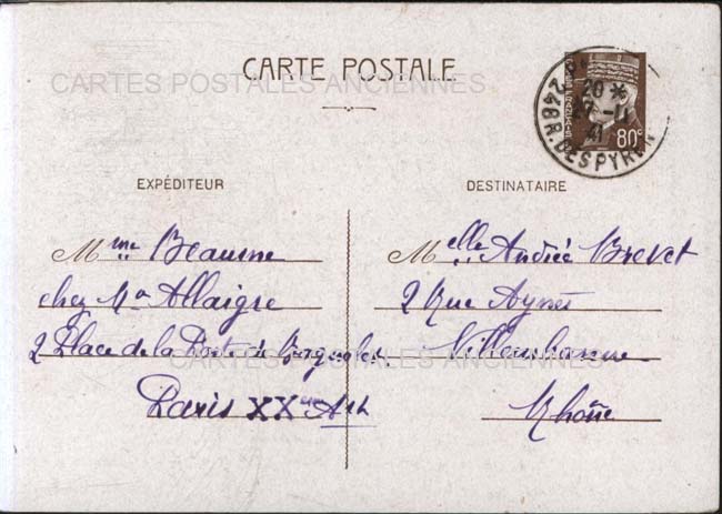 Cartes postales anciennes > CARTES POSTALES > carte postale ancienne > cartes-postales-ancienne.com Ile de france Paris Paris 20eme
