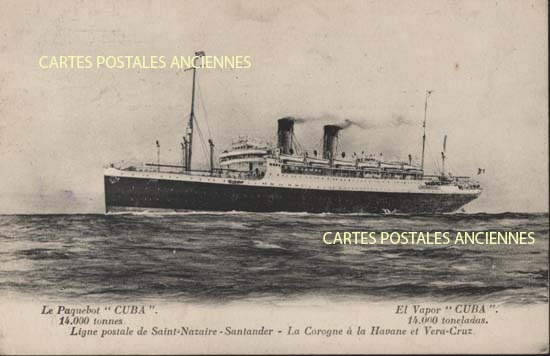 Cartes postales anciennes > CARTES POSTALES > carte postale ancienne > cartes-postales-ancienne.com Bateau mer Paquebots