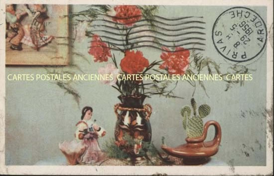 Cartes postales anciennes > CARTES POSTALES > carte postale ancienne > cartes-postales-ancienne.com Fleurs avec vase
