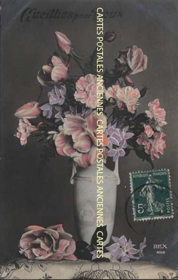 Cartes postales anciennes > CARTES POSTALES > carte postale ancienne > cartes-postales-ancienne.com Fleurs avec vase