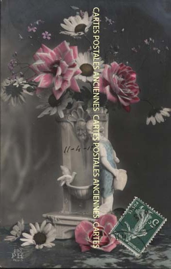 Cartes postales anciennes > CARTES POSTALES > carte postale ancienne > cartes-postales-ancienne.com Fleurs avec vase
