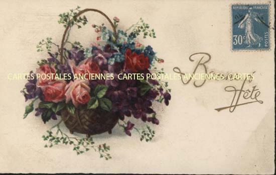 Cartes postales anciennes > CARTES POSTALES > carte postale ancienne > cartes-postales-ancienne.com Fleurs avec vase