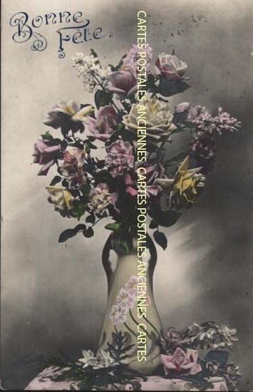 Cartes postales anciennes > CARTES POSTALES > carte postale ancienne > cartes-postales-ancienne.com Fleurs avec vase