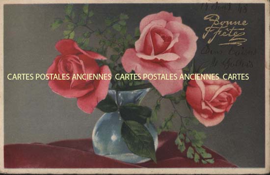 Cartes postales anciennes > CARTES POSTALES > carte postale ancienne > cartes-postales-ancienne.com Fleurs avec vase