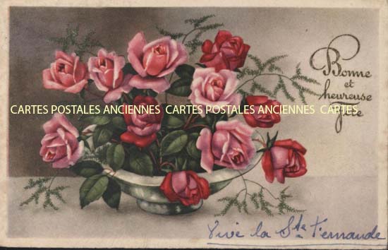 Cartes postales anciennes > CARTES POSTALES > carte postale ancienne > cartes-postales-ancienne.com Fleurs avec vase