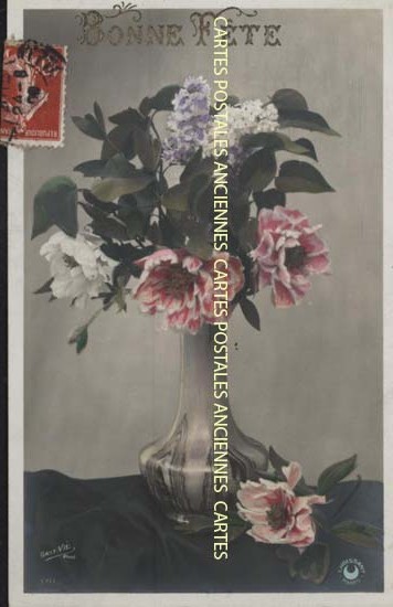 Cartes postales anciennes > CARTES POSTALES > carte postale ancienne > cartes-postales-ancienne.com Fleurs avec vase