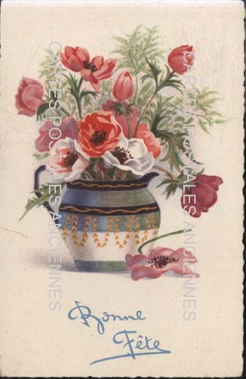Cartes postales anciennes > CARTES POSTALES > carte postale ancienne > cartes-postales-ancienne.com Fleurs avec vase