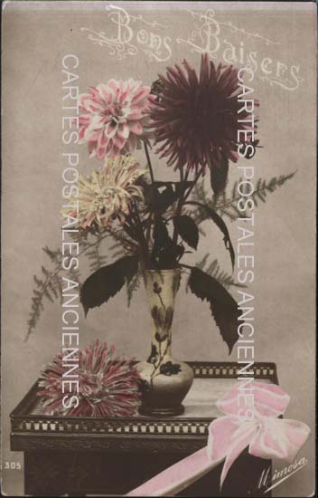 Cartes postales anciennes > CARTES POSTALES > carte postale ancienne > cartes-postales-ancienne.com Fleurs avec vase