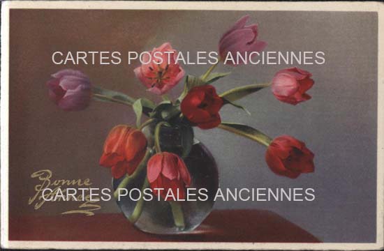 Cartes postales anciennes > CARTES POSTALES > carte postale ancienne > cartes-postales-ancienne.com Fleurs avec vase