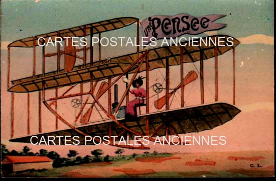 Cartes postales anciennes > CARTES POSTALES > carte postale ancienne > cartes-postales-ancienne.com Humour Aviation Avion