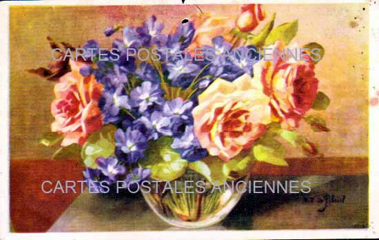 Cartes postales anciennes > CARTES POSTALES > carte postale ancienne > cartes-postales-ancienne.com Fleurs avec vase