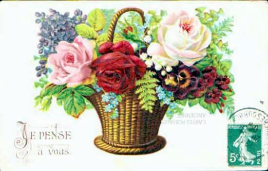 Cartes postales anciennes > CARTES POSTALES > carte postale ancienne > cartes-postales-ancienne.com Fleurs avec vase