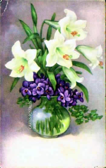 Cartes postales anciennes > CARTES POSTALES > carte postale ancienne > cartes-postales-ancienne.com Fleurs avec vase
