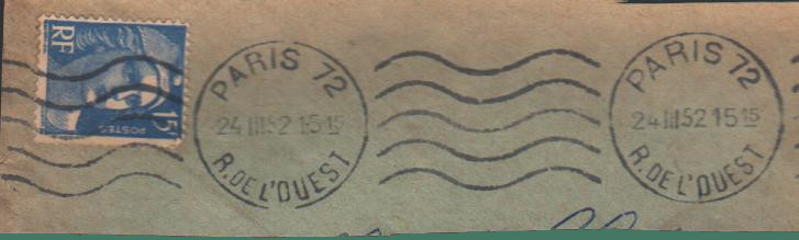 Postage stamps postal mark Annee 1952