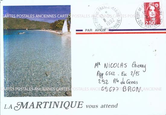 Cartes postales anciennes > CARTES POSTALES > carte postale ancienne > cartes-postales-ancienne.com France Martinique timbres