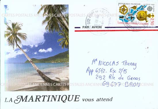 Cartes postales anciennes > CARTES POSTALES > carte postale ancienne > cartes-postales-ancienne.com France Martinique timbres