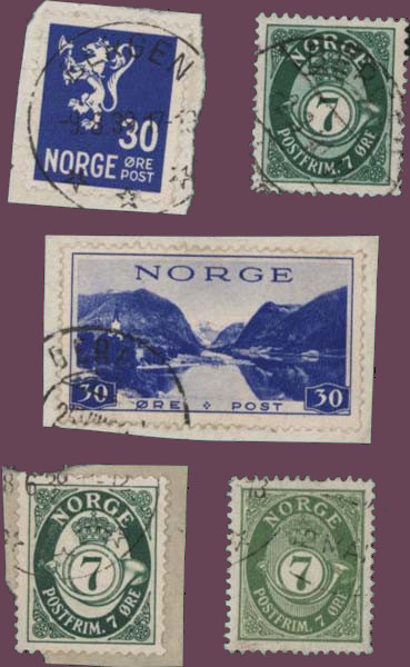 Lots of postage stamps Norvege