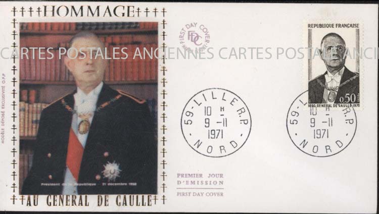 Cartes postales anciennes > CARTES POSTALES > carte postale ancienne > cartes-postales-ancienne.com Premier jour De gaulle 1971