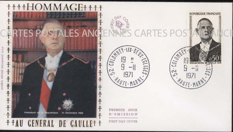 Cartes postales anciennes > CARTES POSTALES > carte postale ancienne > cartes-postales-ancienne.com Premier jour De gaulle 1971