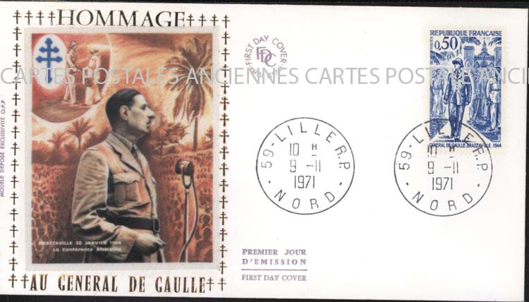 Cartes postales anciennes > CARTES POSTALES > carte postale ancienne > cartes-postales-ancienne.com Premier jour De gaulle 1971