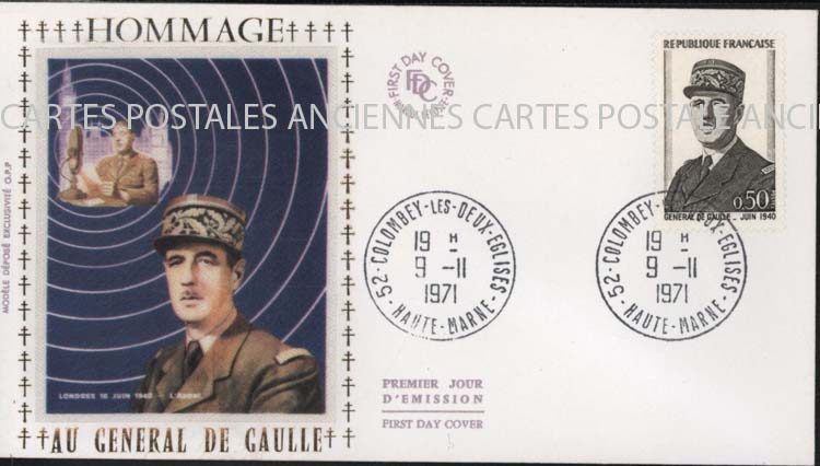 Cartes postales anciennes > CARTES POSTALES > carte postale ancienne > cartes-postales-ancienne.com Premier jour De gaulle 1971