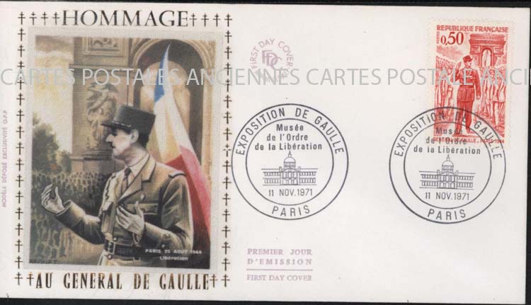 Cartes postales anciennes > CARTES POSTALES > carte postale ancienne > cartes-postales-ancienne.com Premier jour De gaulle 1971