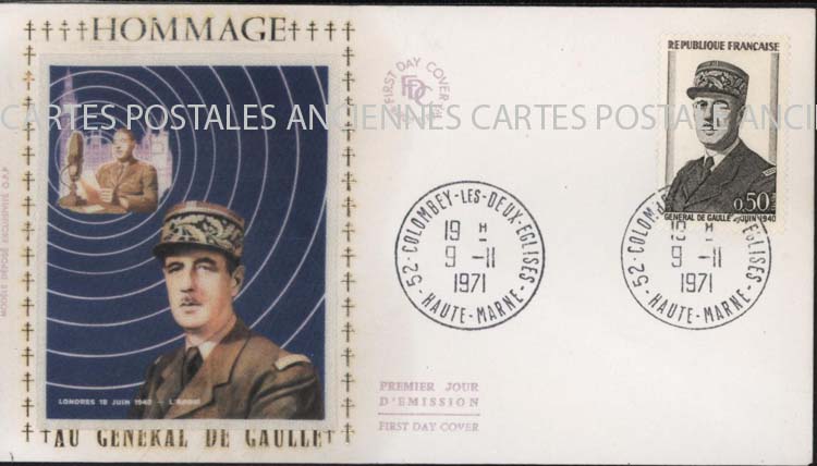 Cartes postales anciennes > CARTES POSTALES > carte postale ancienne > cartes-postales-ancienne.com Premier jour De gaulle 1971