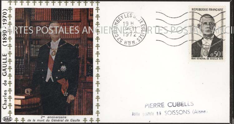 Cartes postales anciennes > CARTES POSTALES > carte postale ancienne > cartes-postales-ancienne.com Premier jour De gaulle 1972