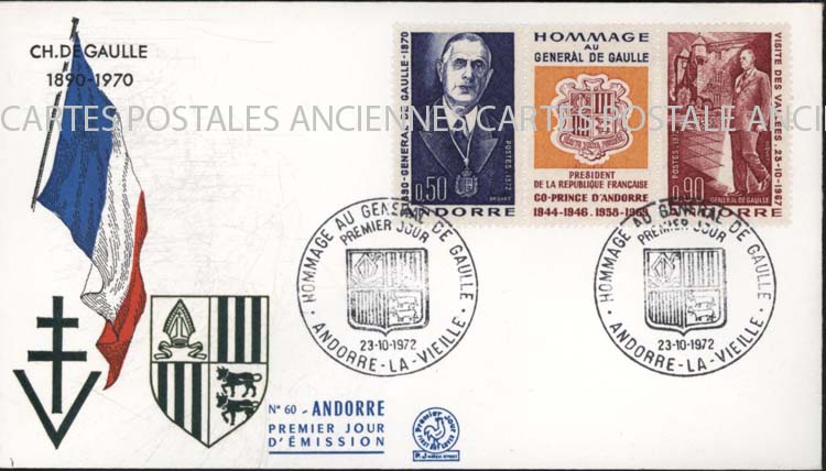 Cartes postales anciennes > CARTES POSTALES > carte postale ancienne > cartes-postales-ancienne.com Monde pays   Andorre De gaulle 1972