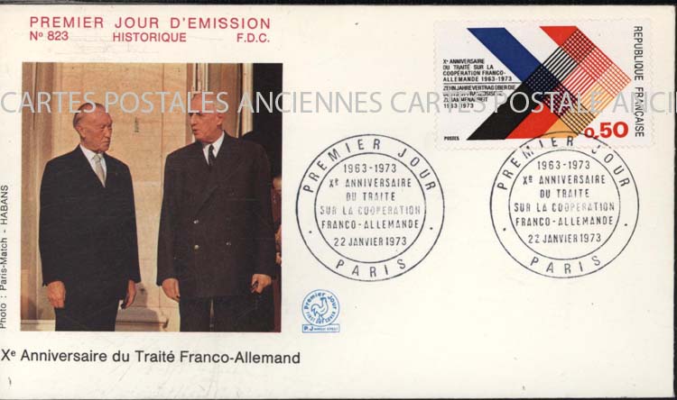 Cartes postales anciennes > CARTES POSTALES > carte postale ancienne > cartes-postales-ancienne.com Premier jour De gaulle 1973