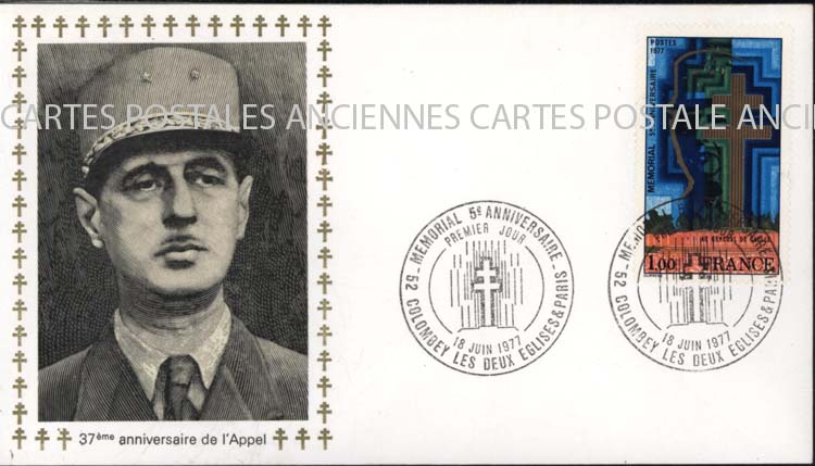 Cartes postales anciennes > CARTES POSTALES > carte postale ancienne > cartes-postales-ancienne.com Premier jour De gaulle 1977