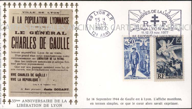 Cartes postales anciennes > CARTES POSTALES > carte postale ancienne > cartes-postales-ancienne.com Premier jour De gaulle 1977