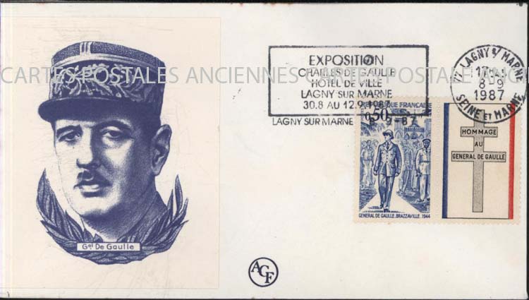 Cartes postales anciennes > CARTES POSTALES > carte postale ancienne > cartes-postales-ancienne.com Premier jour De gaulle 1987