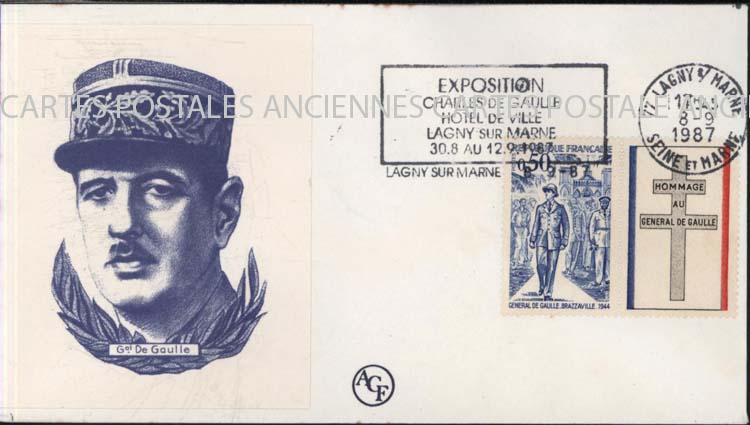 First day postage stamps De gaulle 1987