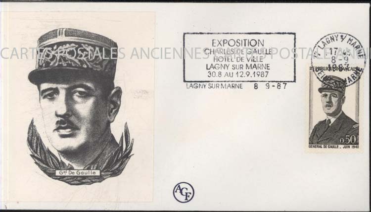 Cartes postales anciennes > CARTES POSTALES > carte postale ancienne > cartes-postales-ancienne.com Premier jour De gaulle 1987