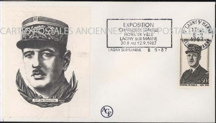 First day postage stamps De gaulle 1987