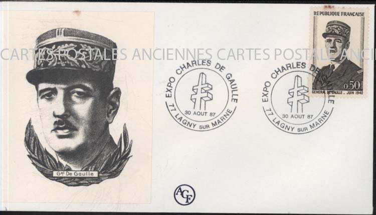 Cartes postales anciennes > CARTES POSTALES > carte postale ancienne > cartes-postales-ancienne.com Premier jour De gaulle 1987