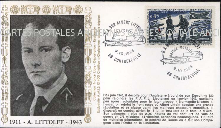 Cartes postales anciennes > CARTES POSTALES > carte postale ancienne > cartes-postales-ancienne.com France Marque postale aviation Aviation 1988