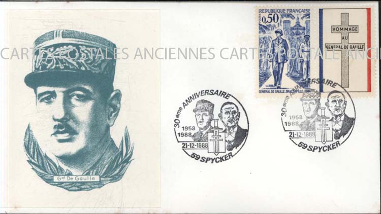 First day postage stamps De gaulle 1988