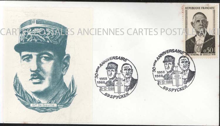 Cartes postales anciennes > CARTES POSTALES > carte postale ancienne > cartes-postales-ancienne.com Premier jour De gaulle 1988