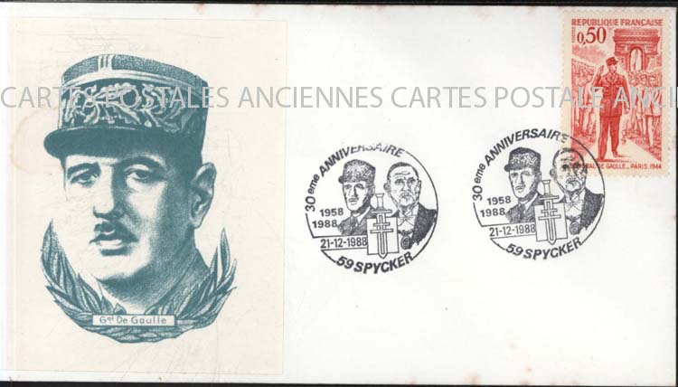 First day postage stamps De gaulle 1988
