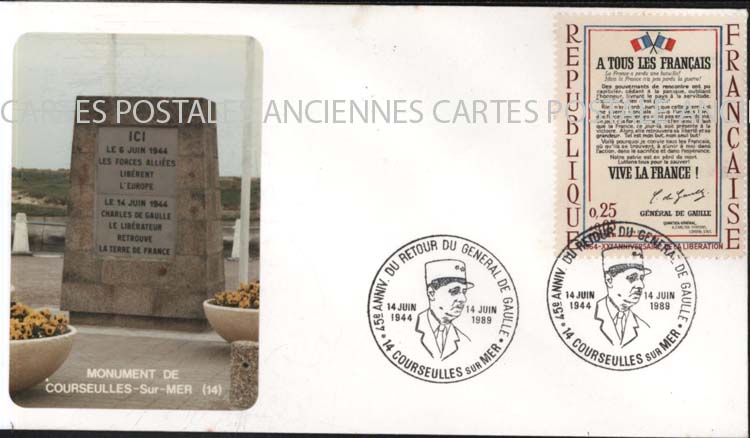 Cartes postales anciennes > CARTES POSTALES > carte postale ancienne > cartes-postales-ancienne.com Premier jour De gaulle 1989
