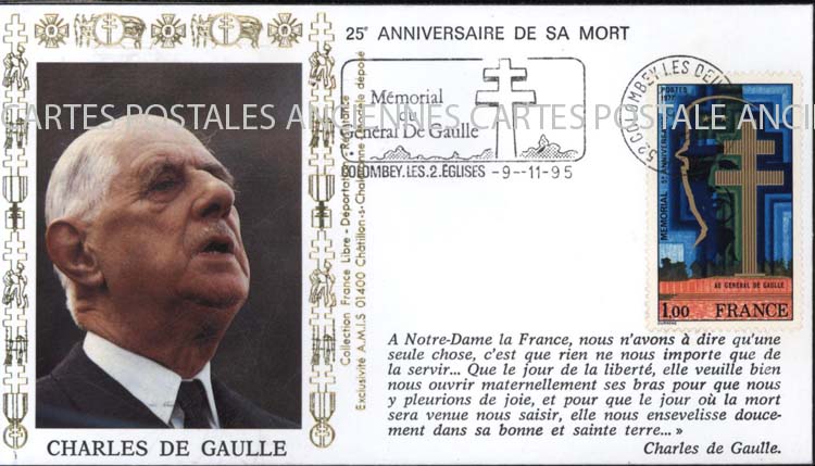 Cartes postales anciennes > CARTES POSTALES > carte postale ancienne > cartes-postales-ancienne.com Premier jour De gaulle 1995