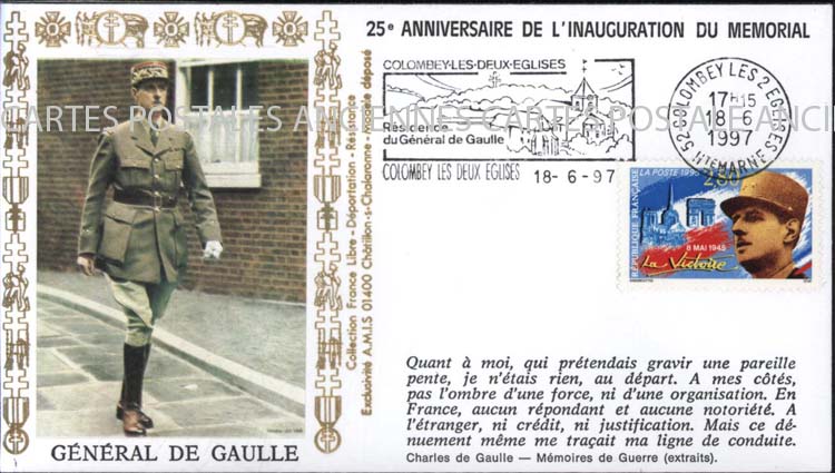 Cartes postales anciennes > CARTES POSTALES > carte postale ancienne > cartes-postales-ancienne.com Premier jour De gaulle 1997