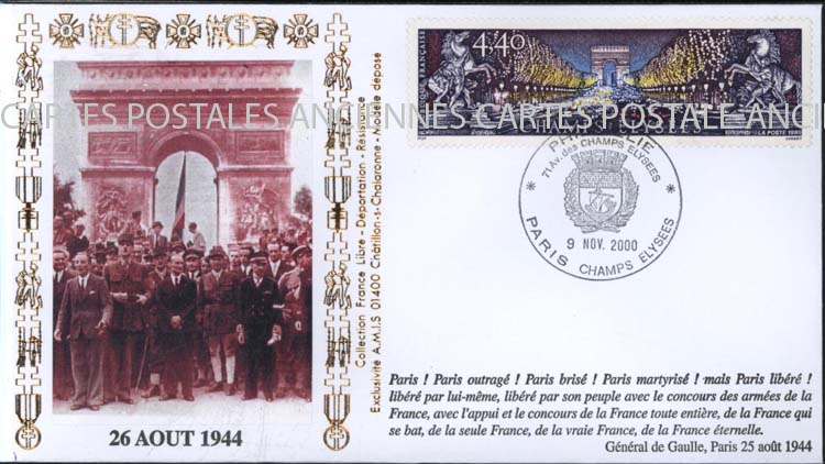 First day postage stamps De gaulle 2000